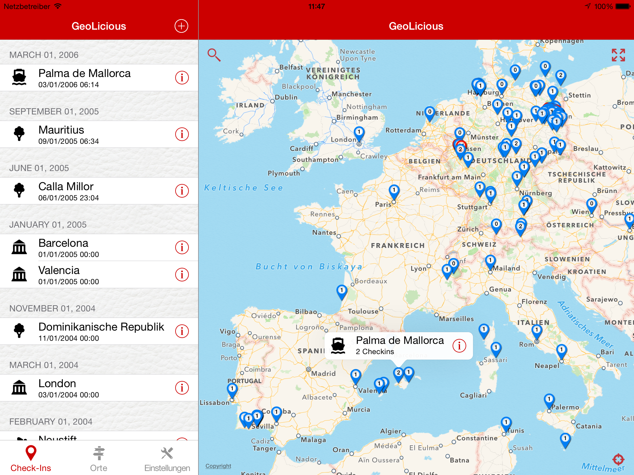 Previous Check-Ins