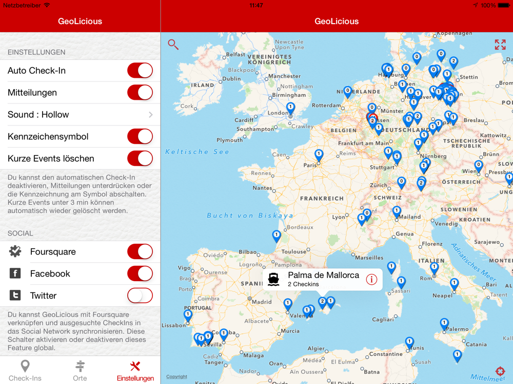 Einstellungen zur App