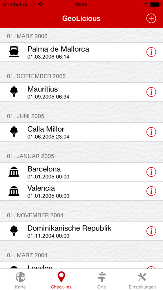 Frühere Check-Ins
