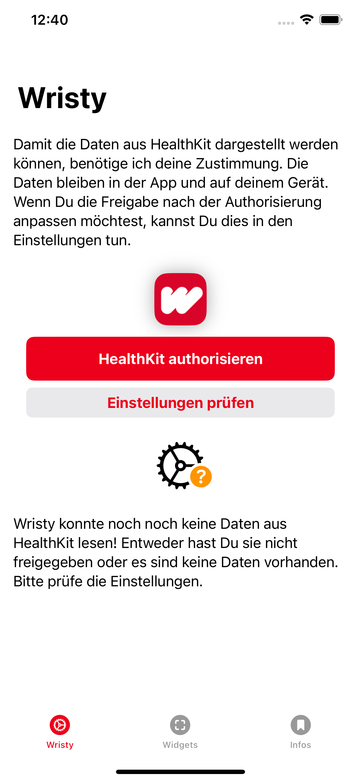 Die Einstellungen von Wristy